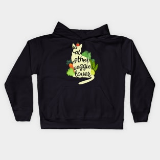 Cat Mother Veggie Lover (Green Cat Silhouette) Kids Hoodie